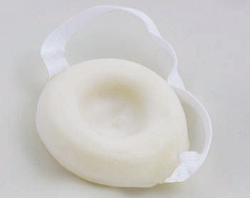 The sponge, a small dish-shaped foam pad with a nylon handle