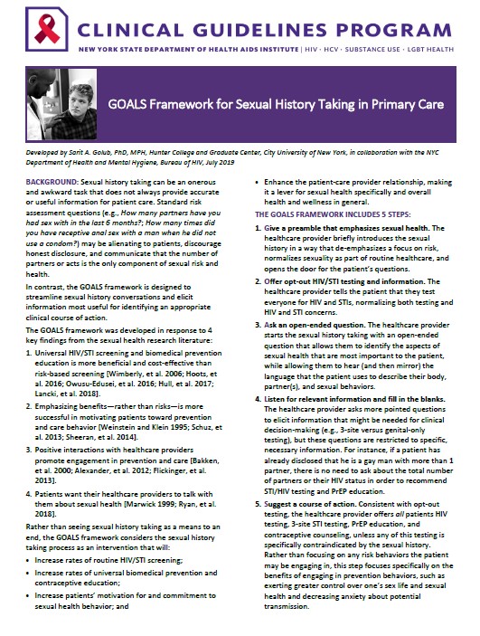 GOALS Framework for Sexual History Taking in Primary Care