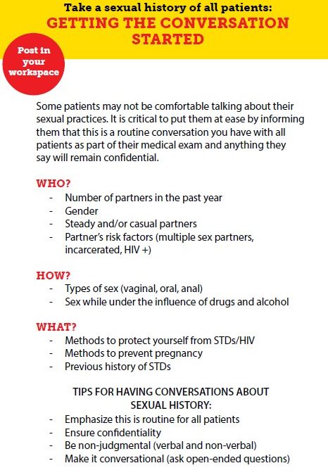 Take a Sexual History of All Patients: Getting the Conversation Started (Los Angeles County Public Health)