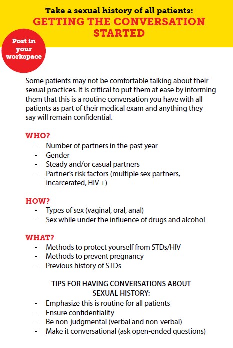 Take A Sexual History Of All Patients Getting The Conversation Started California Ptc 1796