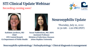 STI Clinical Update Webinar - Neurosyphilis update