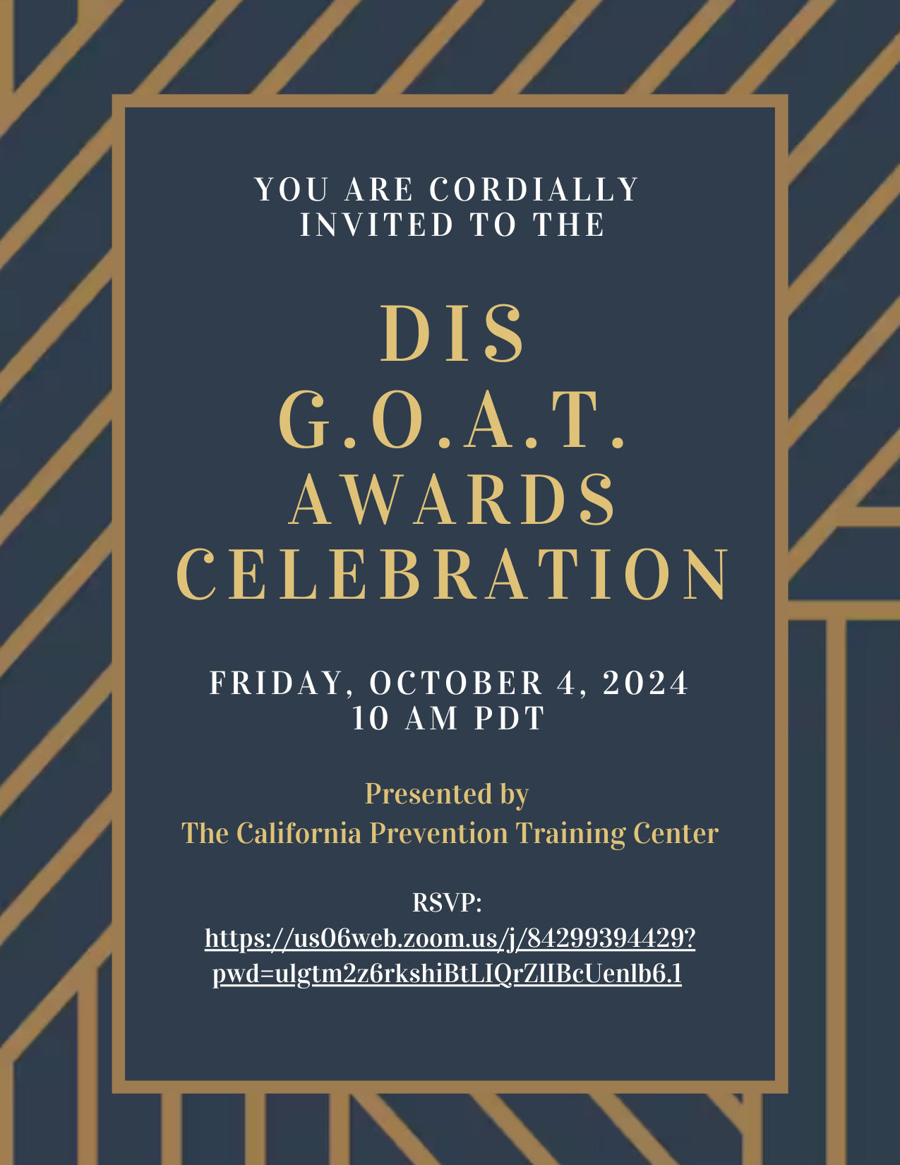 Invitation to G.O.A.T. awards on Friday, October 4, 2024